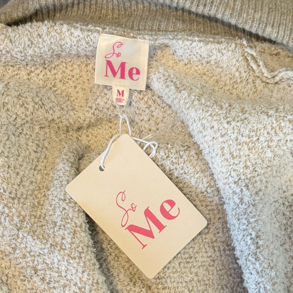 SO ME Beige and White Checkered Cardigan New - Picture 9 of 10